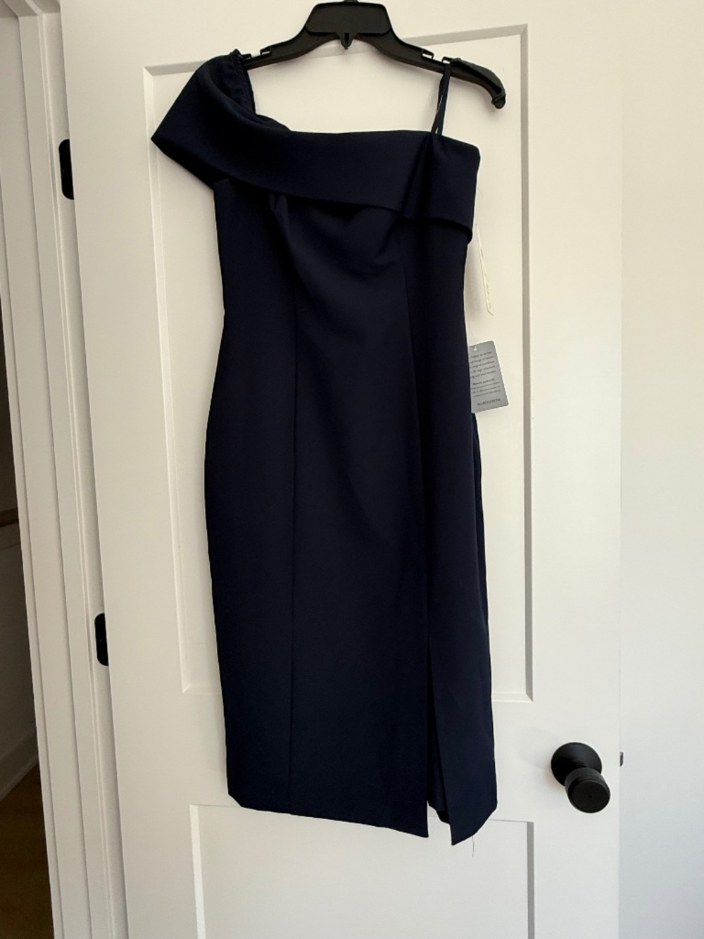NWT Eliza J Navy One Shoulder Sheath Midi Dress Size 6 Nordstrom